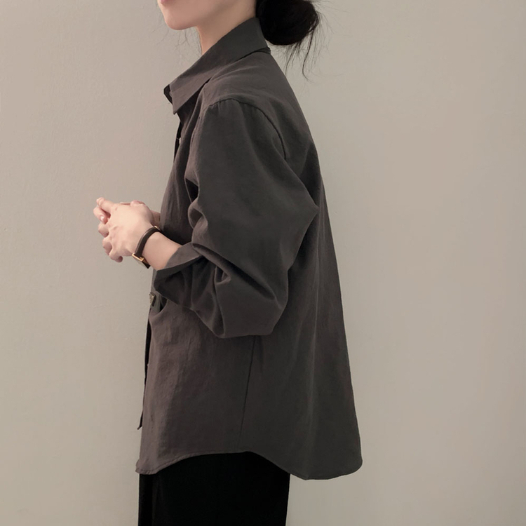 ウォッシングレイヤードルーズシャツ(5color) CHARCOAL