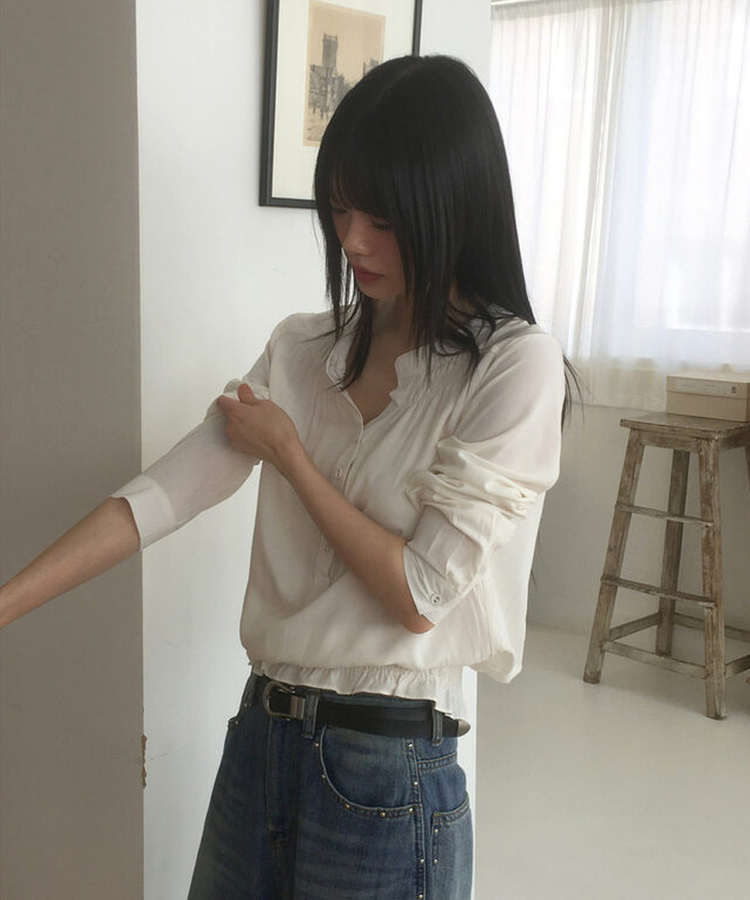 ボタンシャーリングブラウス IVORY