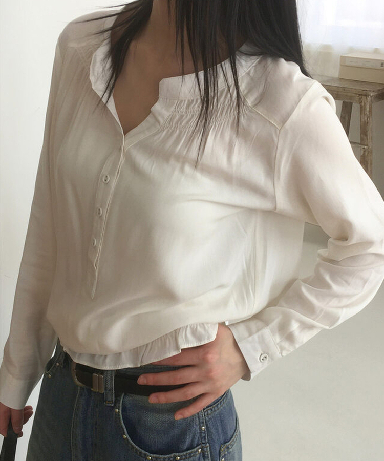ボタンシャーリングブラウス IVORY