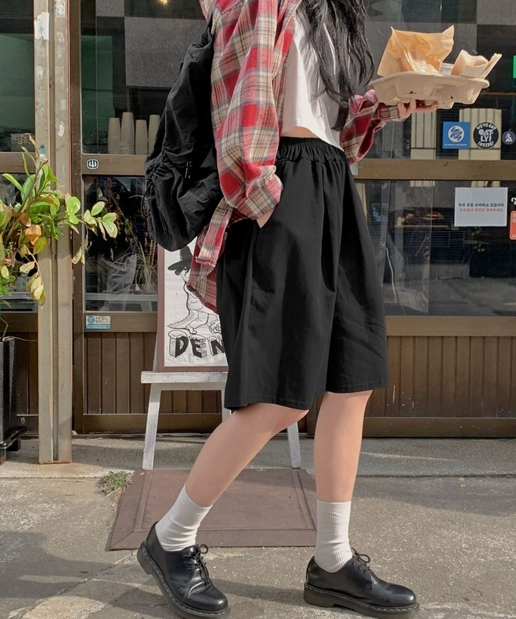 バミューダバンディングパンツ BLACK