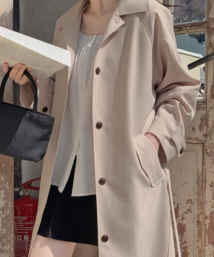 ピンタックロングトレンチコート LIGHT BEIGE