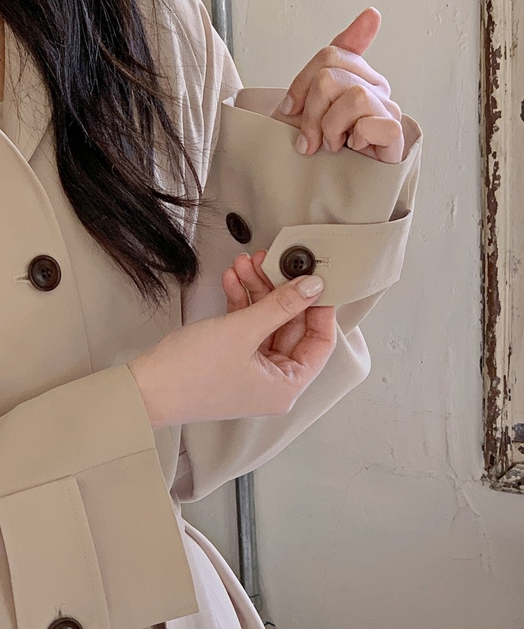 ピンタックロングトレンチコート LIGHT BEIGE