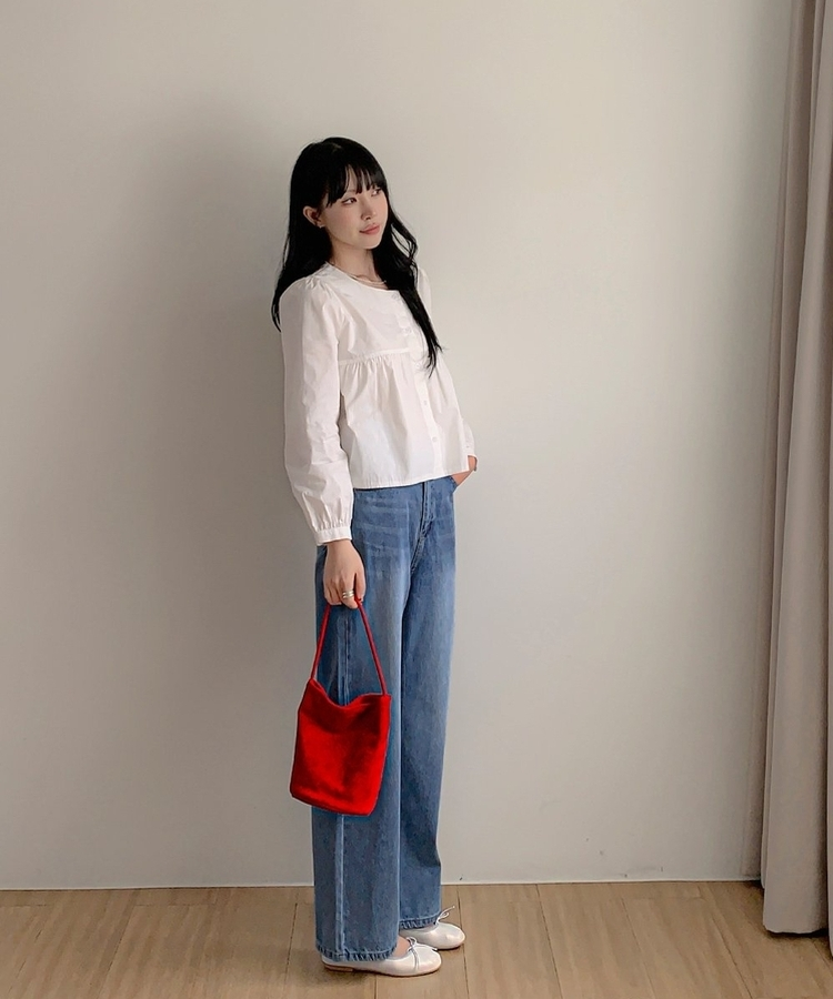 ウォッシングワイドデニムパンツ LIGHT DENIM