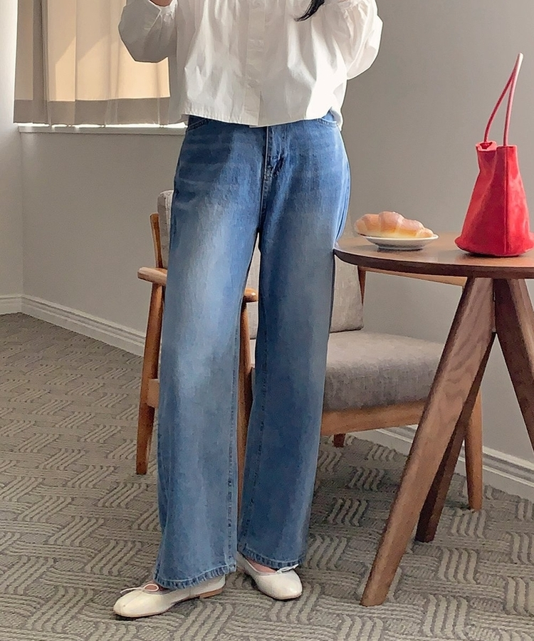 ウォッシングワイドデニムパンツ LIGHT DENIM