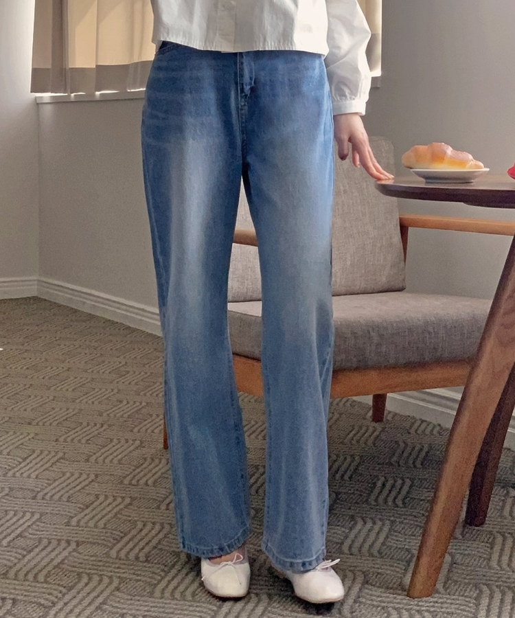 ウォッシングワイドデニムパンツ LIGHT DENIM
