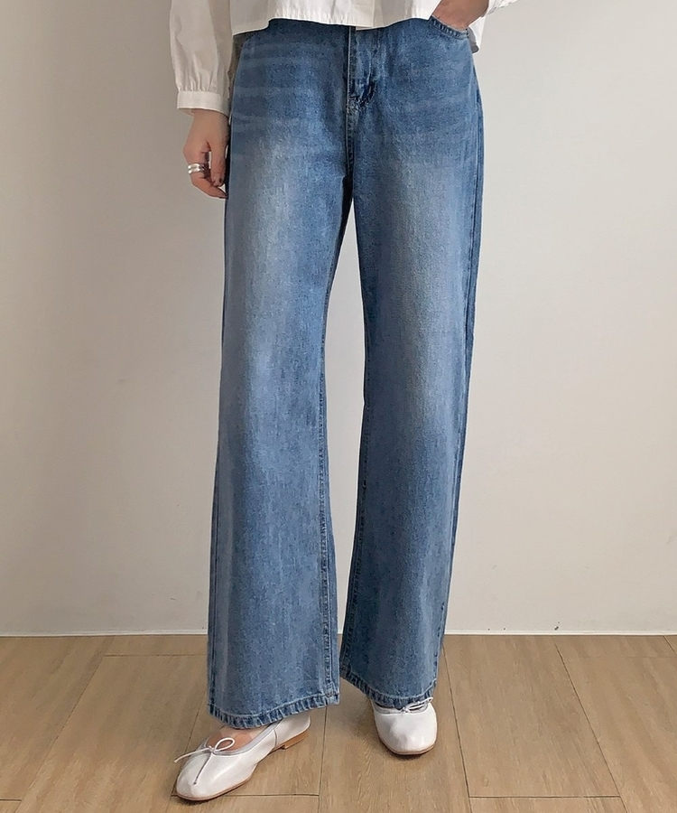 ウォッシングワイドデニムパンツ LIGHT DENIM