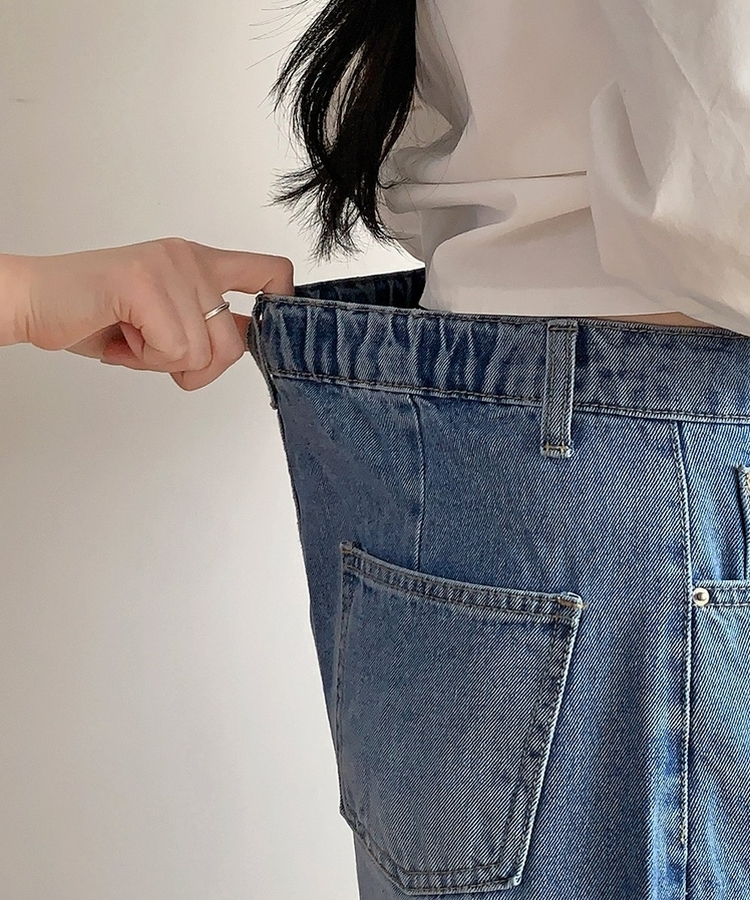 ウォッシングワイドデニムパンツ LIGHT DENIM
