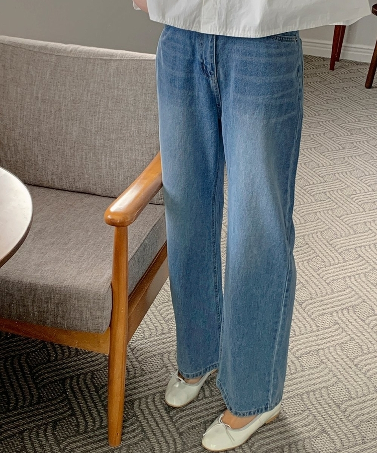 ウォッシングワイドデニムパンツ LIGHT DENIM