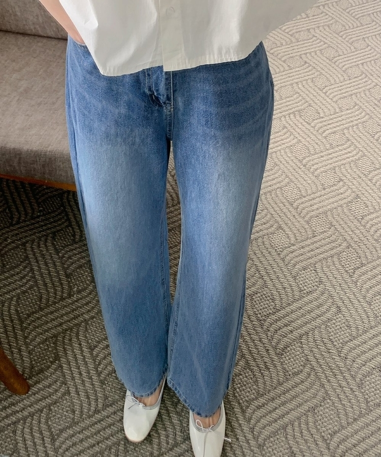 ウォッシングワイドデニムパンツ LIGHT DENIM