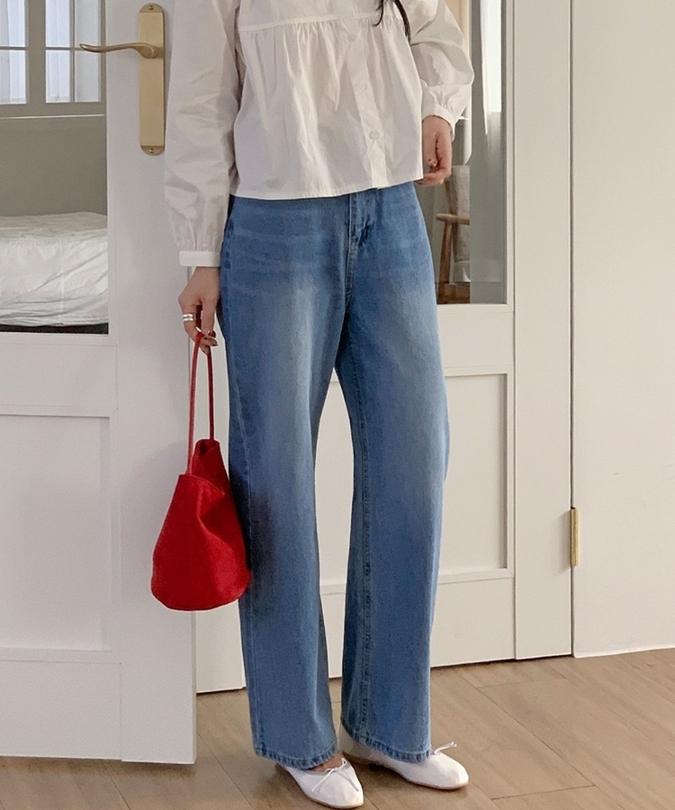ウォッシングワイドデニムパンツ LIGHT DENIM