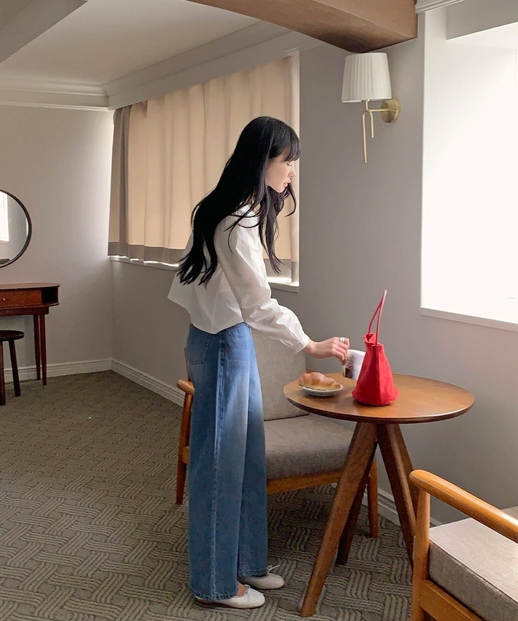 ウォッシングワイドデニムパンツ LIGHT DENIM