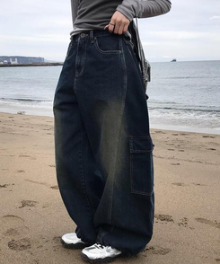 ワイド 【丈別】ワイドストリングカーゴパンツ VINTAGE GREEN