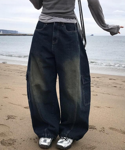 ワイド 【丈別】ワイドストリングカーゴパンツ VINTAGE GREEN