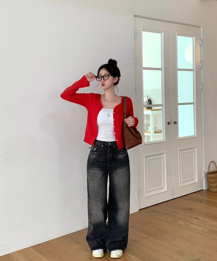 ウォッシングポケットワイドデニムパンツ BLACK DENIM