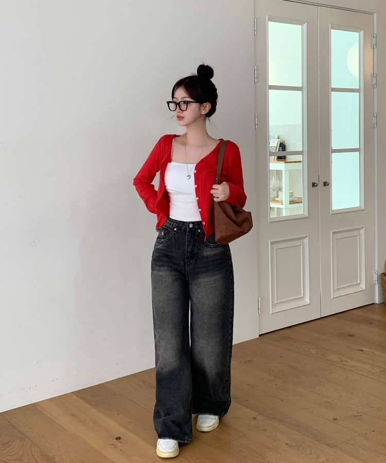 ウォッシングポケットワイドデニムパンツ BLACK DENIM