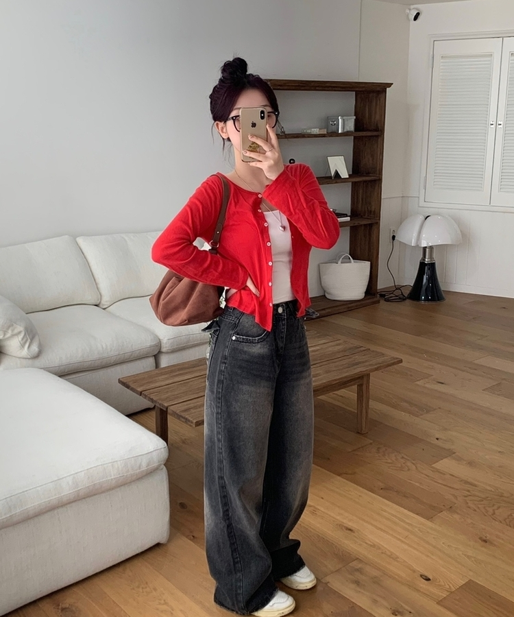 ウォッシングポケットワイドデニムパンツ BLACK DENIM