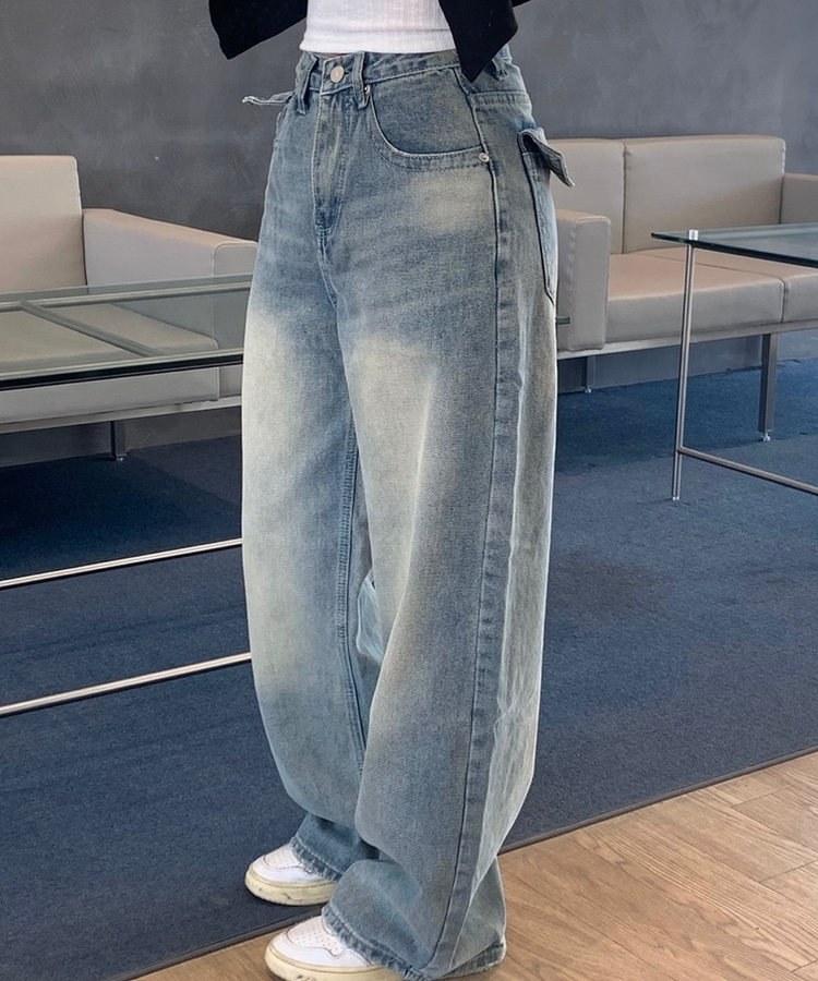 ウォッシングポケットワイドデニムパンツ LIGHT BLUE