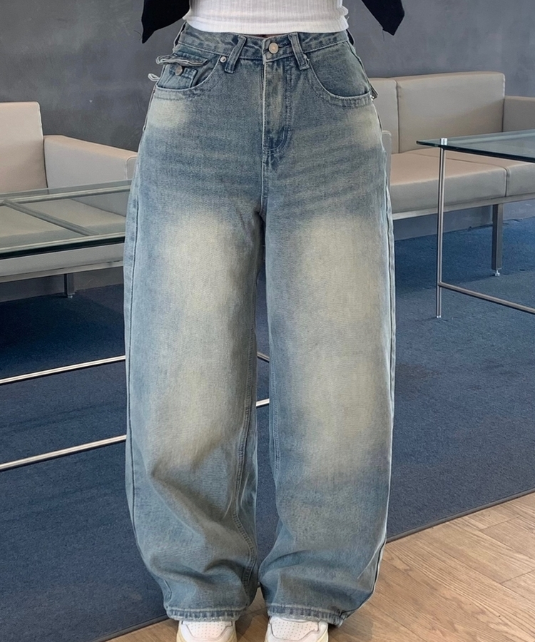 ウォッシングポケットワイドデニムパンツ LIGHT BLUE