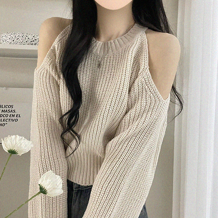 ワッぺンショルダースリットクロップニット IVORY