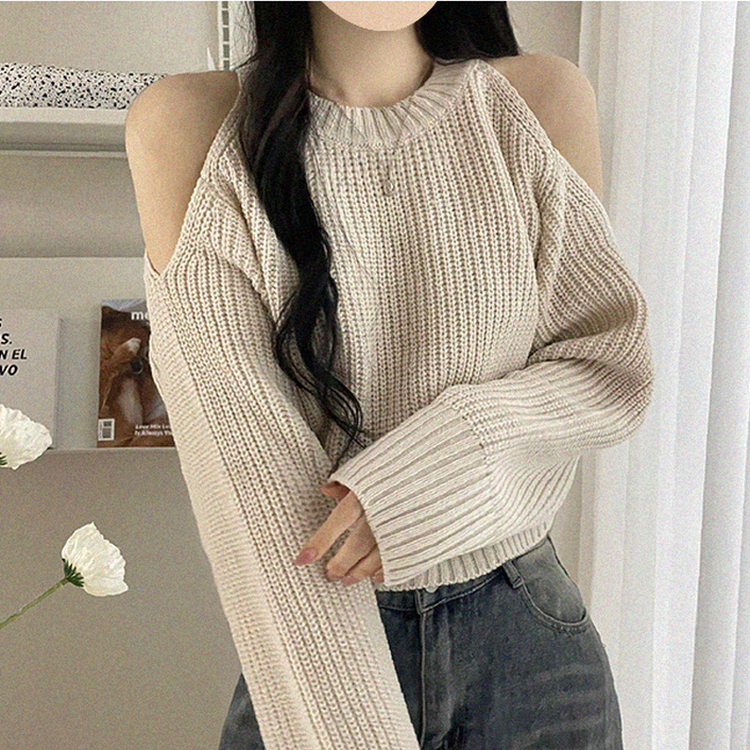 ワッぺンショルダースリットクロップニット IVORY