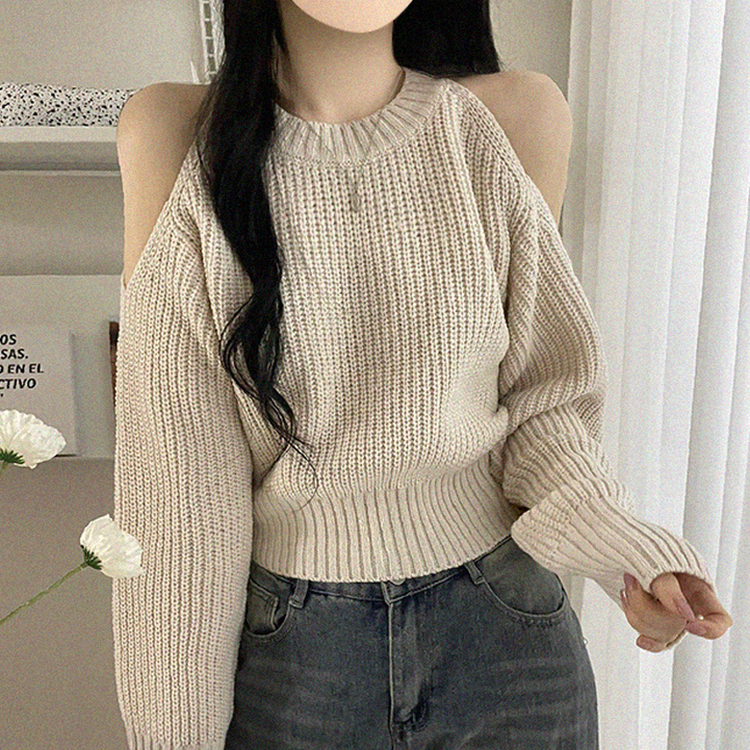 ワッぺンショルダースリットクロップニット IVORY