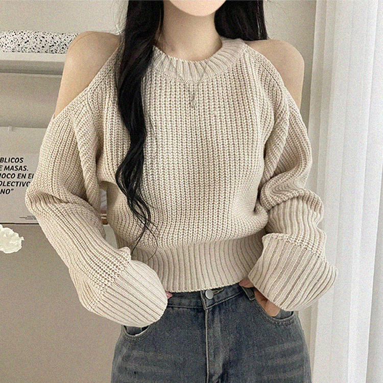 ワッぺンショルダースリットクロップニット IVORY