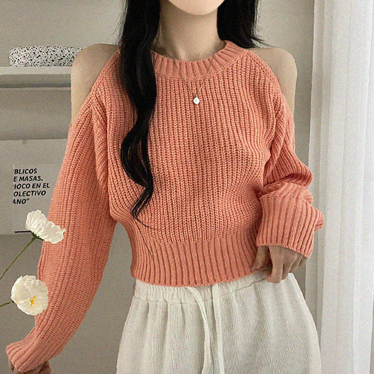 ワッぺンショルダースリットクロップニット APRICOT
