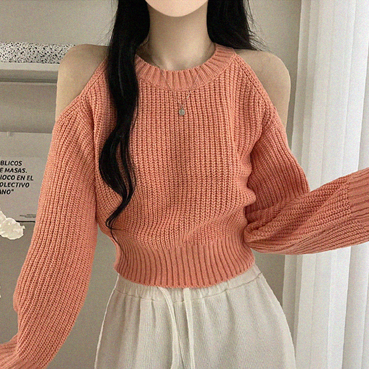 ワッぺンショルダースリットクロップニット APRICOT
