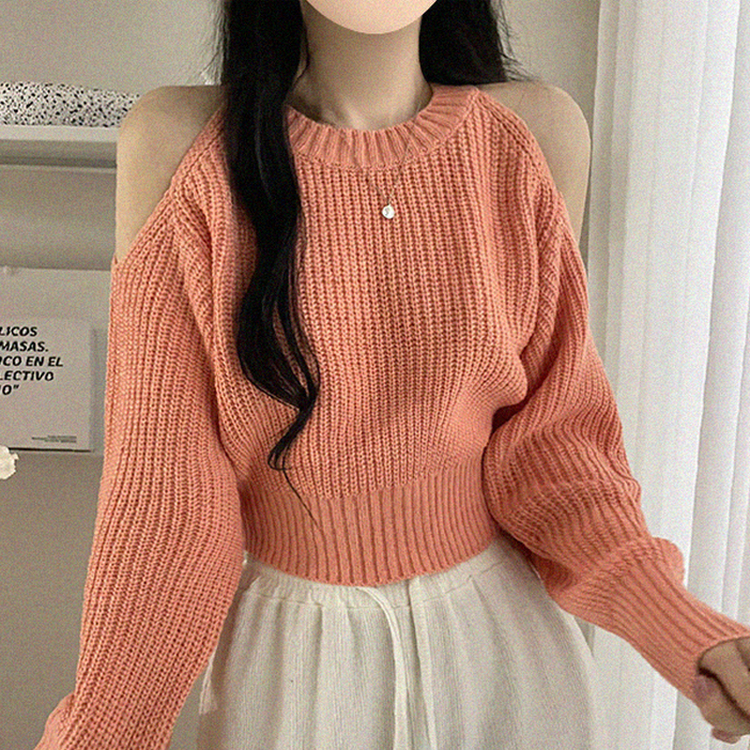 ワッぺンショルダースリットクロップニット APRICOT