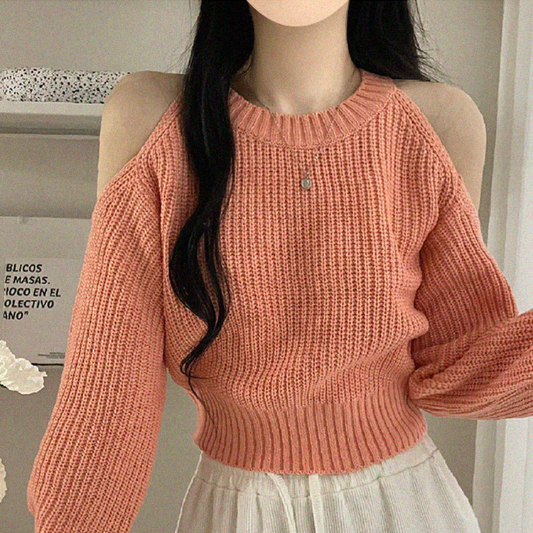 ワッぺンショルダースリットクロップニット APRICOT