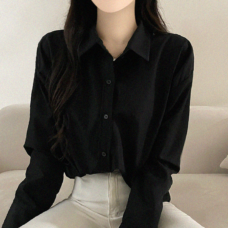 ベーシックシャツブラウス(5color) BLACK