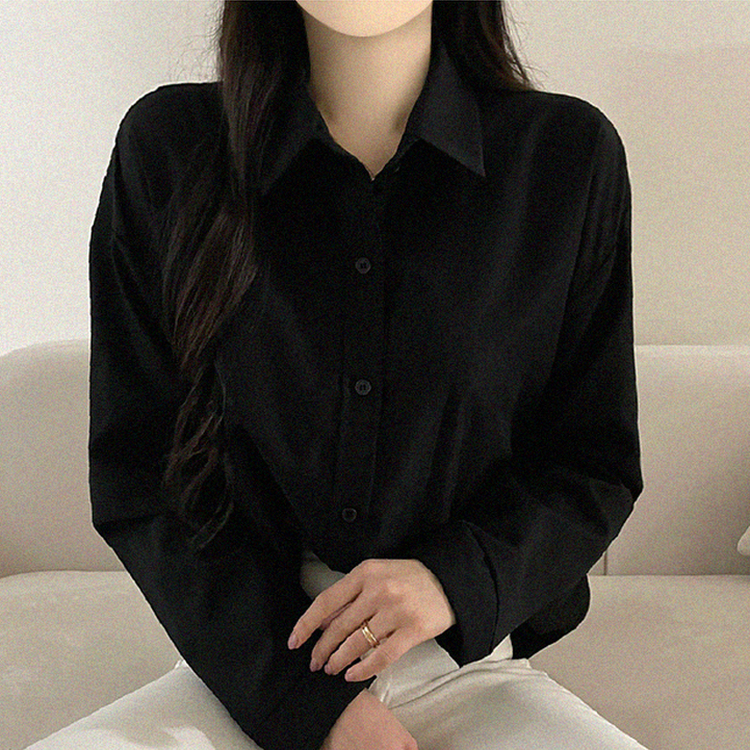 ベーシックシャツブラウス(5color) BLACK