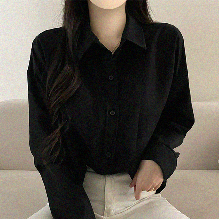ベーシックシャツブラウス(5color) BLACK