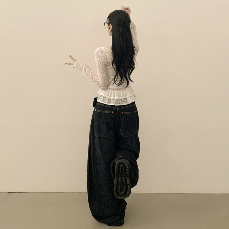 【タイ付き】シースルーフリルレイヤードブラウス WHITE