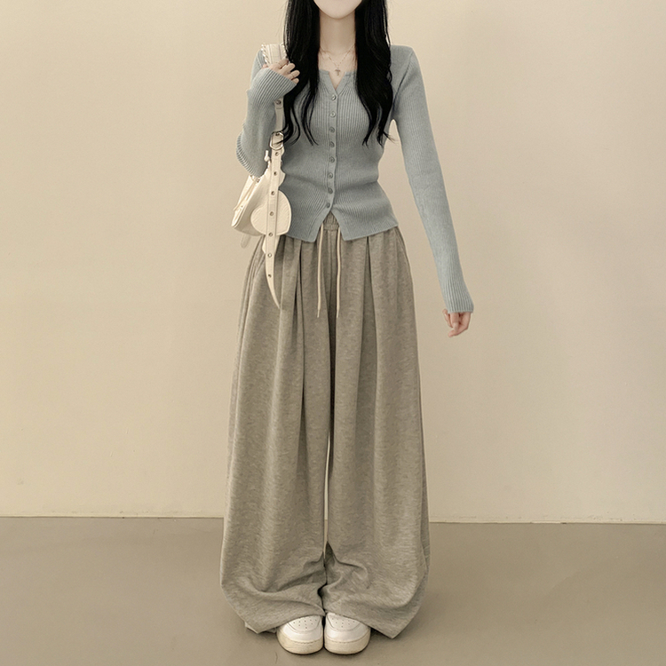 セミクロップスリットニットカーディガン(5color) SKYBLUE