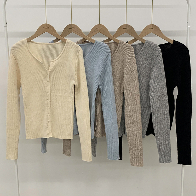 セミクロップスリットニットカーディガン(5color)