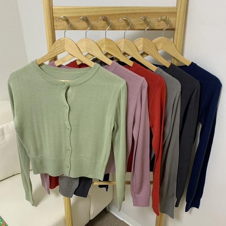 シンプルラウンドニットカーディガン(6color)
