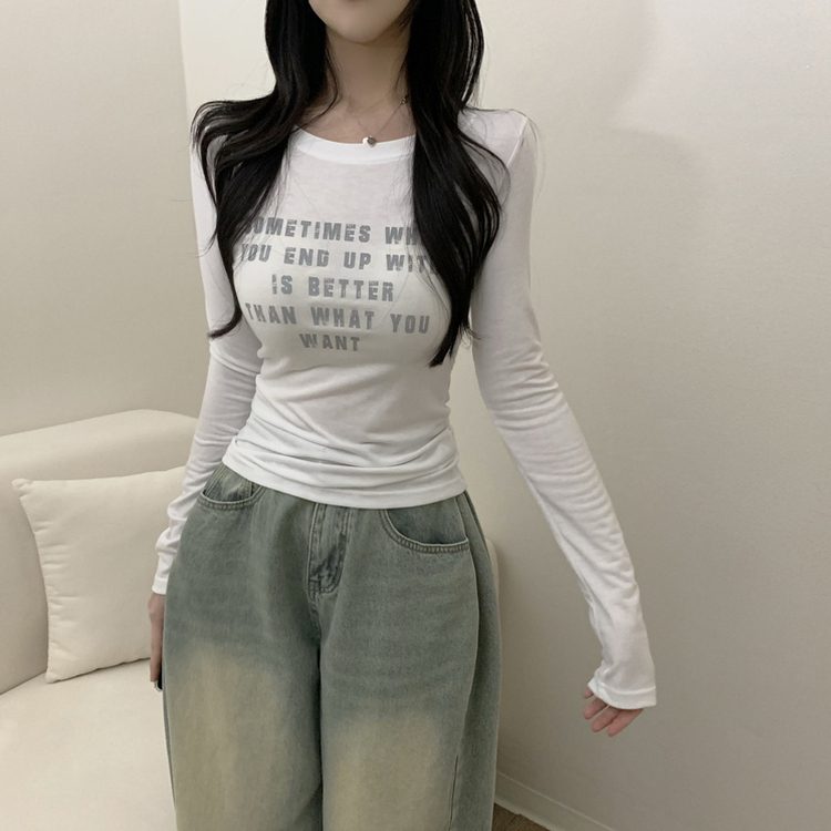 レタリング長袖Tシャツ IVORY