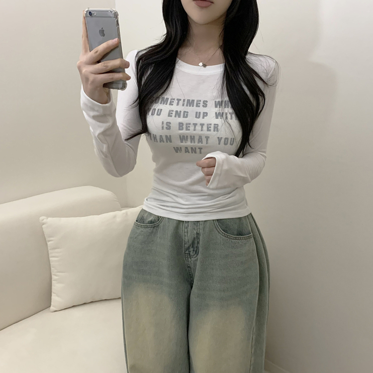 レタリング長袖Tシャツ IVORY