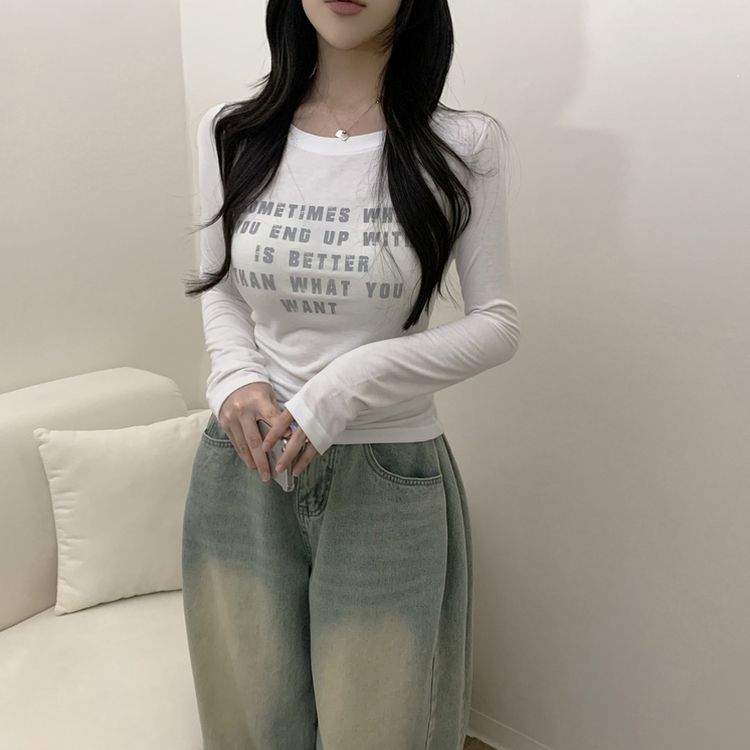 レタリング長袖Tシャツ IVORY