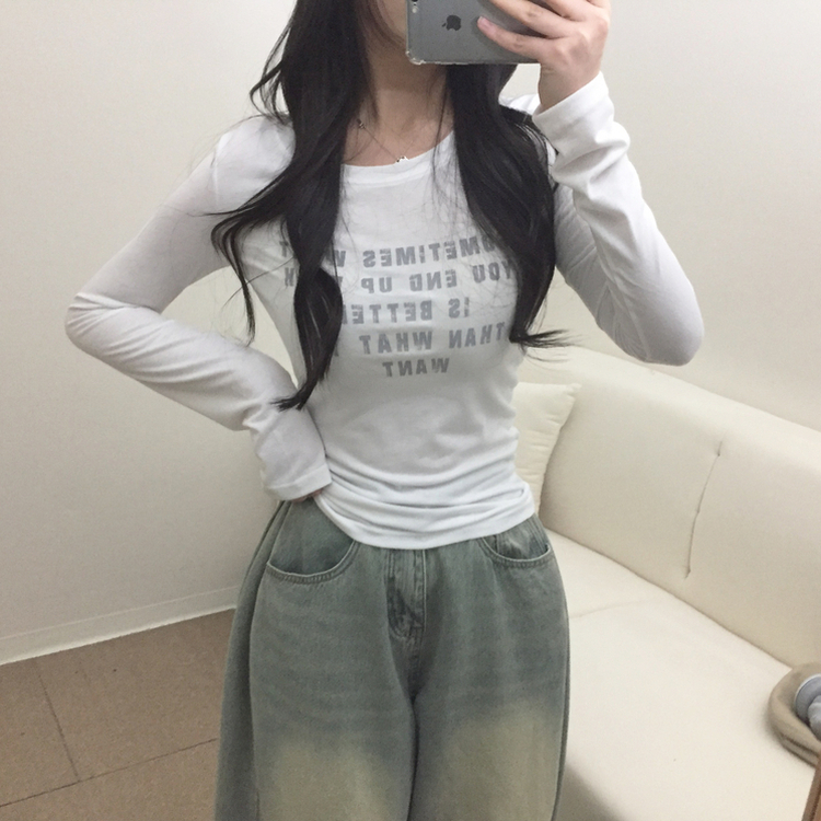 レタリング長袖Tシャツ IVORY
