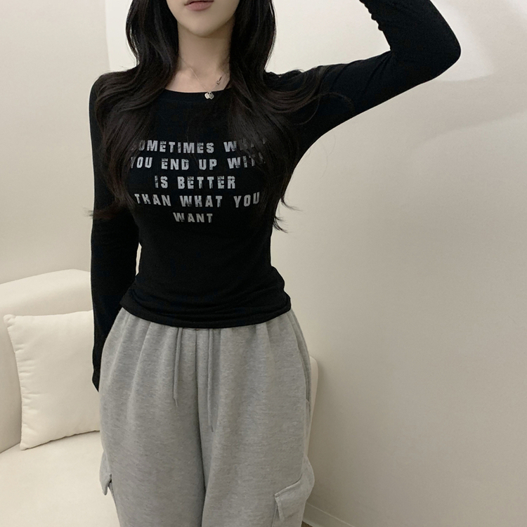 レタリング長袖Tシャツ BLACK