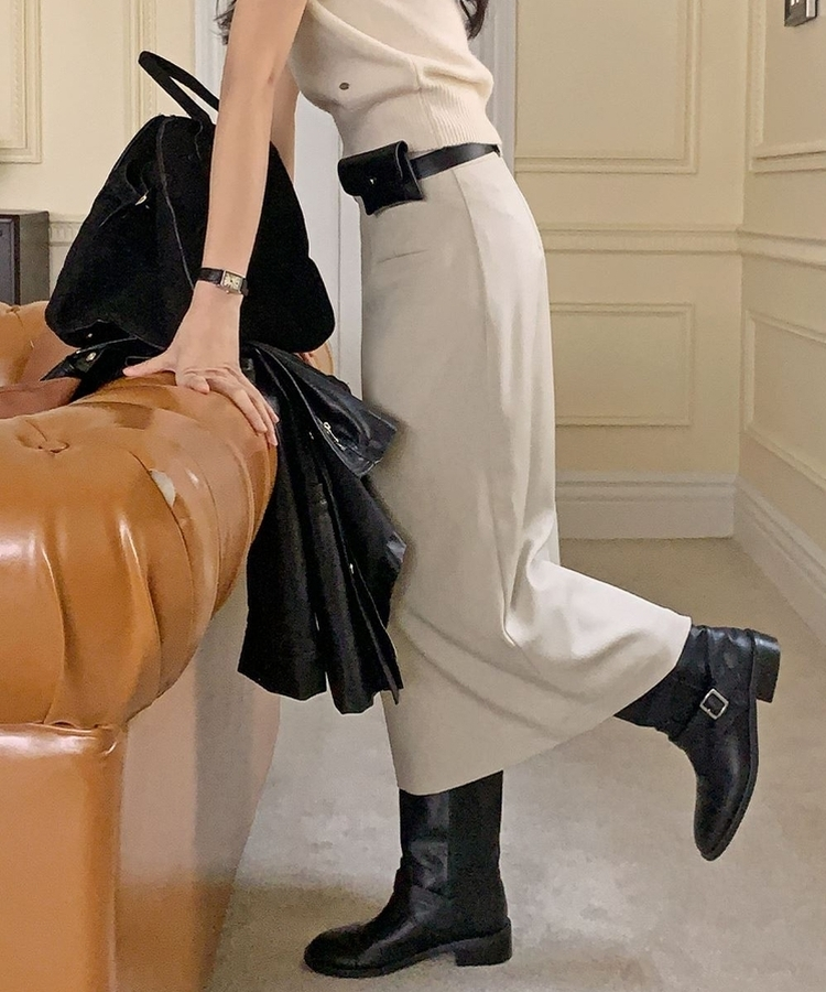 ポケットHラインロングスカート BEIGE
