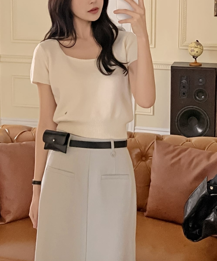 ポケットHラインロングスカート BEIGE