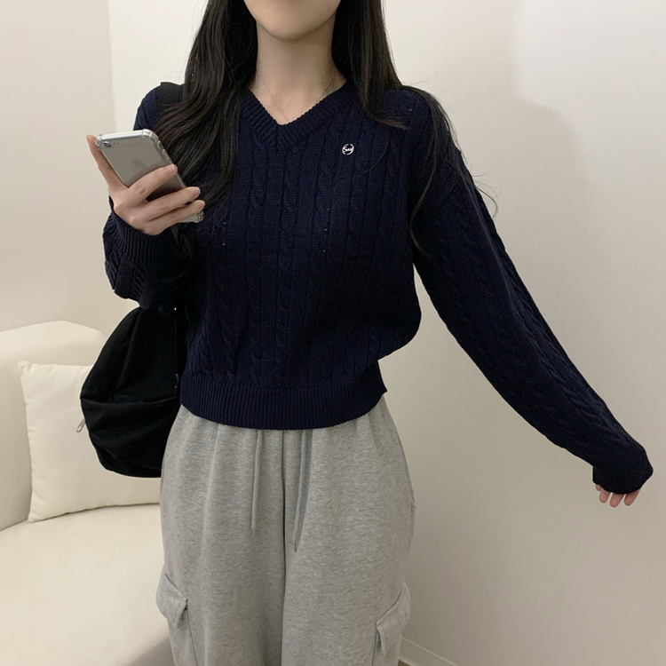 ペンダントケーブルニット(7color) NAVY