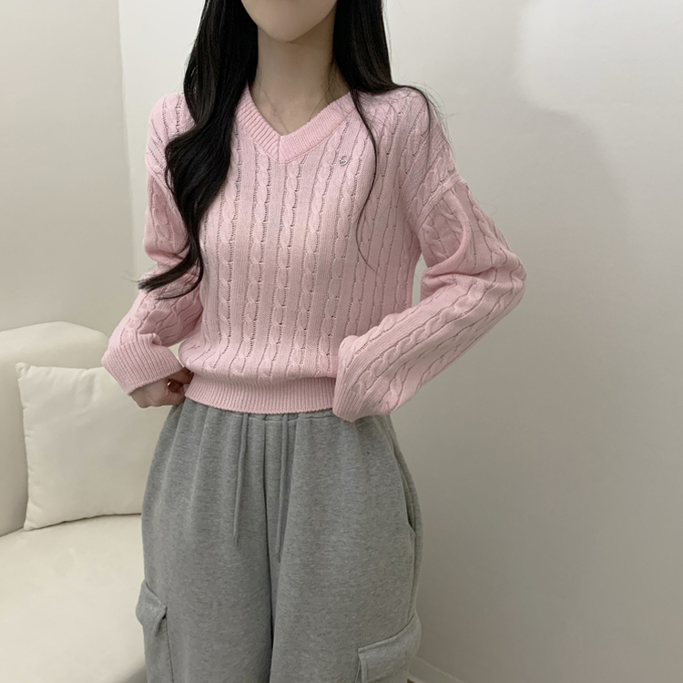 ペンダントケーブルニット(7color) PINK