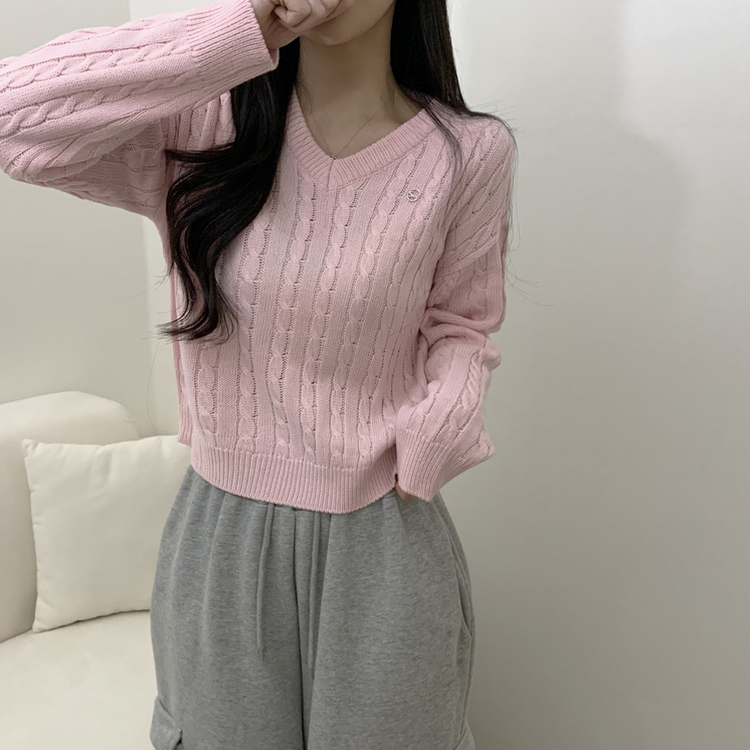 ペンダントケーブルニット(7color) PINK