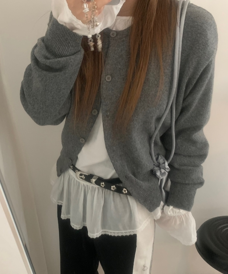 フリルレースバルーンブラウス IVORY