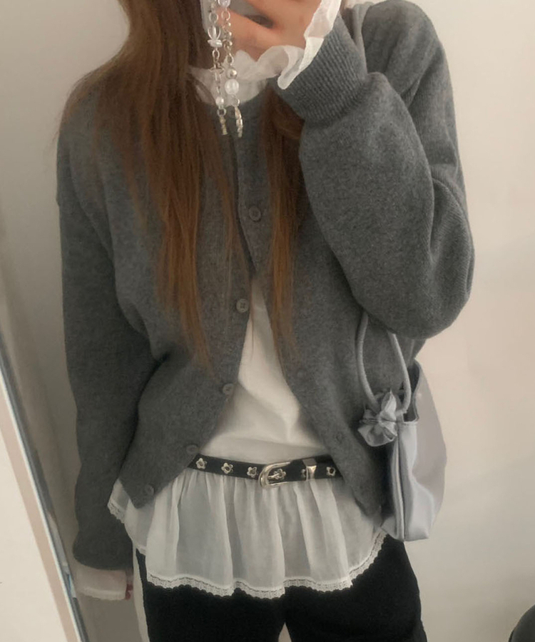 フリルレースバルーンブラウス IVORY