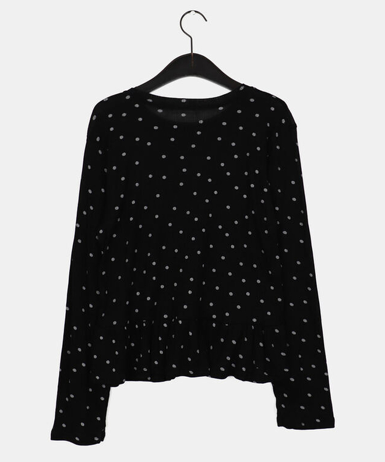 ドットレイヤードフリル長袖Tシャツ